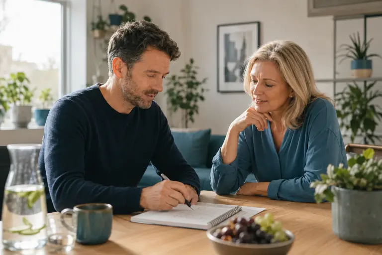Coach und Teilnehmerin erarbeiten einen realistischen Wochenplan